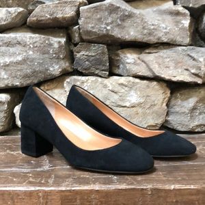 Jcrew, Black Suede, Chunky Heel.